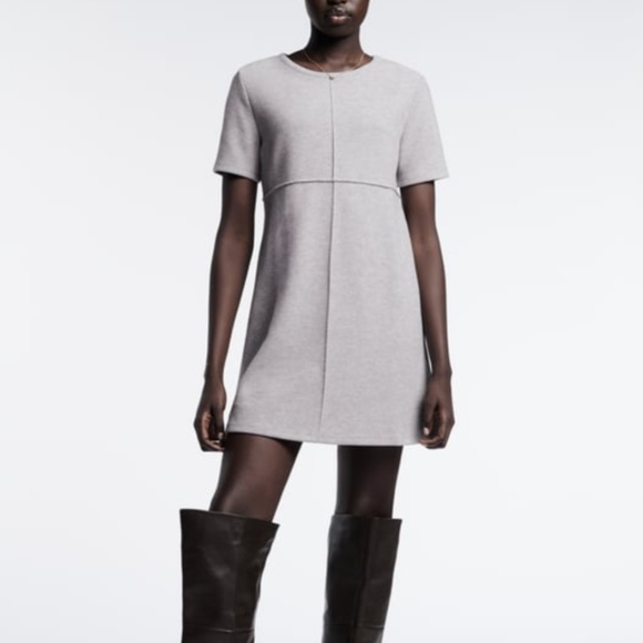 Zara Dresses & Skirts - Zara grey basic short sleeve high neck mini dress NWT